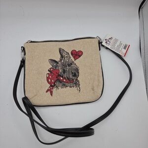 NWT Brighton Scottie Dog Crossbody Purse Bag Canvas Double Sided